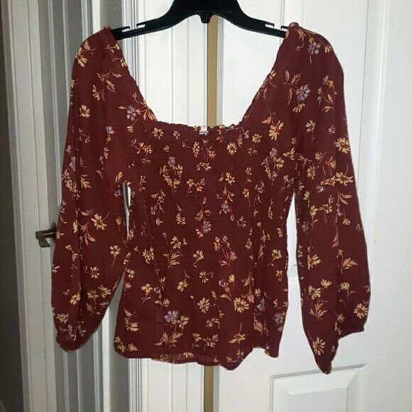 Madewell Lucie Smocked Square Neck Peplum Floral Blouse Size 6 New - Picture 9 of 9